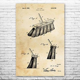 Street Sweepers Broom Poster Print, Grounds Keeper, Custodian Gifts, Laundry Room Art, School Janitor, Housekeeper Gift Vintage Paper (24 inch x 36 inch)