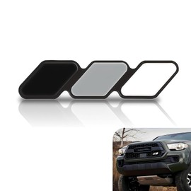 taluoka 1 PC Car Front Grille Decoration, Three-color Front Face Domineering Appearance, ABS Thickened Rust-proof Durable Bolt-on Badge, Compatible with Tacoma 4Runner Tundra (Gray & White & Black)