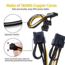 WANGCL PCIe Splitter Grafikkarte Kabel 8 Pin to Dual PCIe 8 Pin (6 + 2) Graphics Card PCI Express Power Supply GPU VGA Mining Video Card Converter Cable（6 PCS）