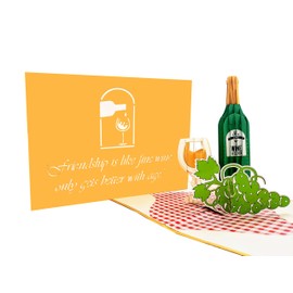 iGifts And Cards Golden Vintage Wine 3D Pop Up Greeting Card – Fun, Thank You, Friendship Card, Thinking of You, Happy Birthday, Thank You, Retirement Card, Just Because, Grapes, Celebration, Cute