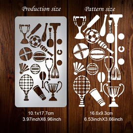 UNICRAFTALE 1 x Metal Stencil Sports Ball Stencil Stainless Steel Painting Stencils Football Baseball Stencils for Journaling Stencils for Wood Carving Drawing Engraving Scrapbooking