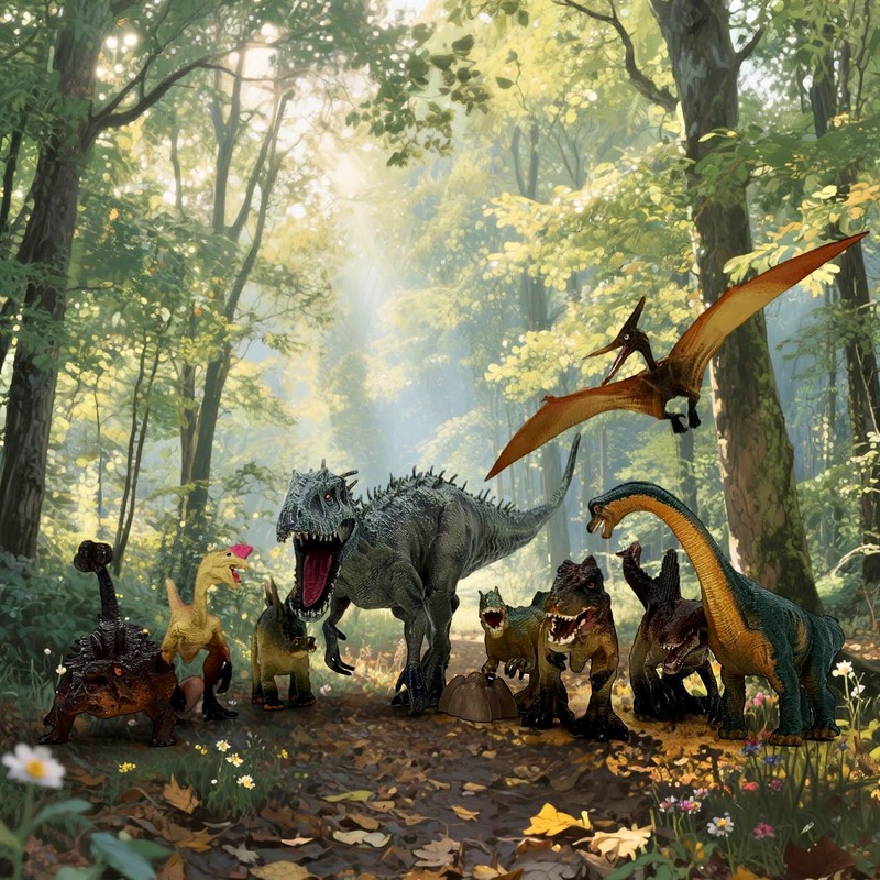 BIROHOSR Dinosaur Playset with 14" Indominus Rex & 8 Detailed