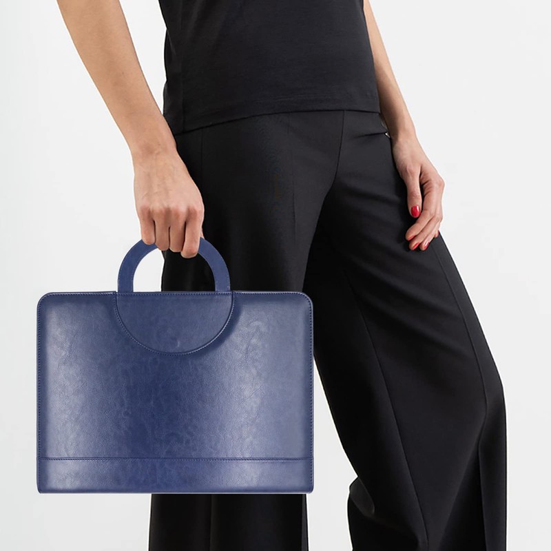 Darolin Zippered Leather Padfolio Portfolio with Hidden Handle and Clipboard,