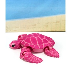 3D Printed Sea Turtle, 4" Articulated Sea Turtle Fidget Toy, Cute Sea Animal Creature Desk Toy AST-S-Pink