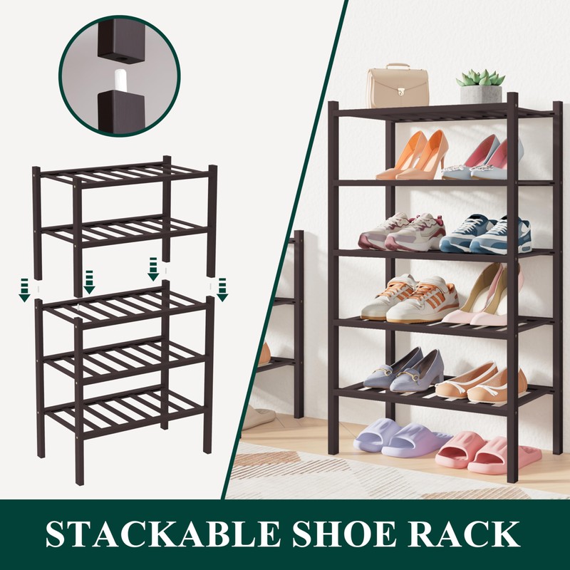 Smiry Bamboo Shoe Rack for Closet, 3 Tier - 33.86"