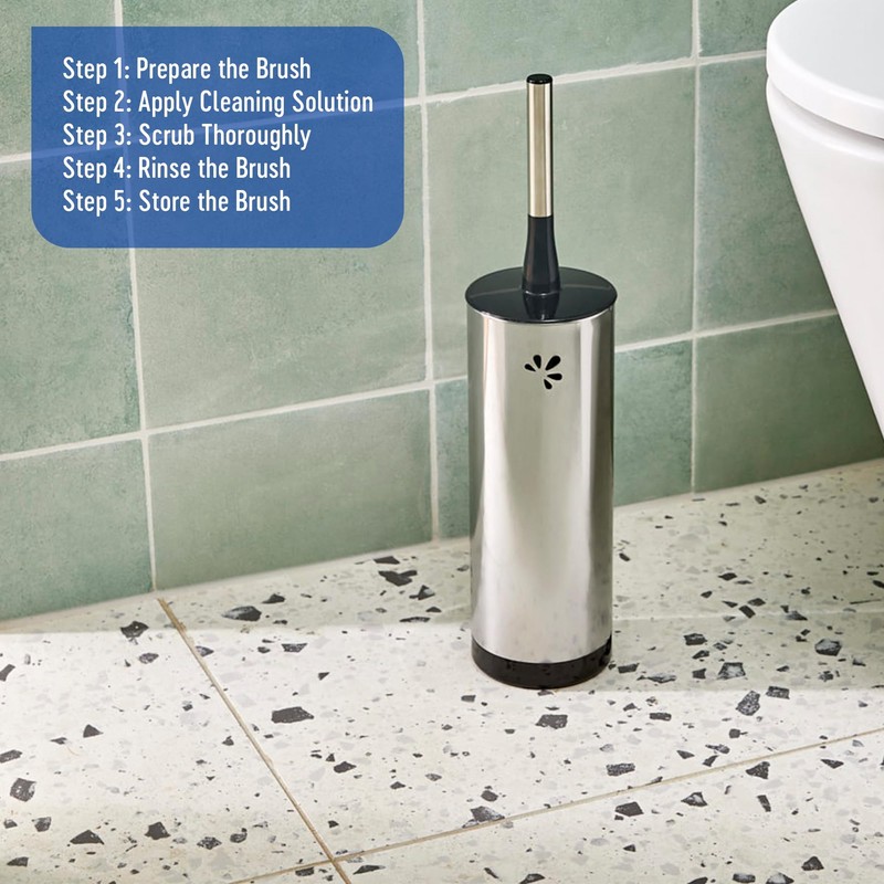 Oates Polished Steel Premium Toilet Brush Set