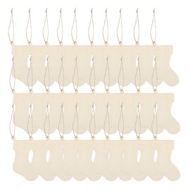MILISTEN 50Pcs Wooden Stocking Cutouts Unfinished Christmas Ornaments Hanging Pendant Christmas Stocking for DIY Crafts Decoration,Christmas Tree Ornaments