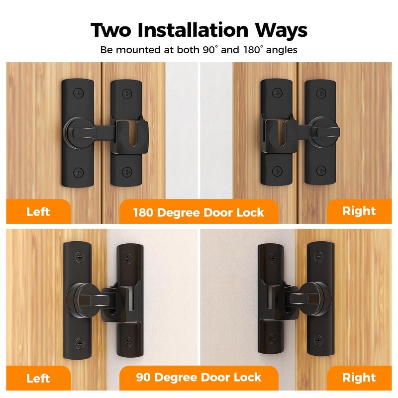 2 Pcs Degree Barn Door Latch, 180/90 Sliding Barn Door
