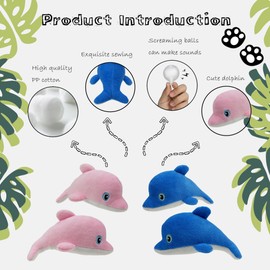 YOUBEMAGIC Hide and Seek Dog Toys Squeaky Dolphin Plush Toy, Interactive Dog Toy to Keep Them Busy Pet Teeth Clean Chew Toys for Small & Medium Dogs (Shell Hideout with 4 Dolphin)