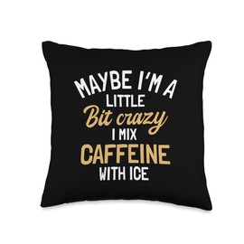 Iced Coffee Cold Brew Lover Apparel Iced Coffee Caffeine Cold Brew Latte Espresso Coffeeholic Throw Pillow, 16x16, Multicolor
