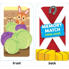 School Zone Memory Match Farm Card Game: 56 Game Cards, Preschool, Kindergarten, Animals, Early Reading, Counting, Matching, Vocabulary, Ages 3+