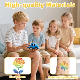 10Pcs Glitter Rainbow Temporary Tattoos for Kids, Vibrant Waterproof Temporary Tattoos for Girls & Boys, Fun Pride Party Favors, Birthday Gift, Festival Body Art Childrens Sticker