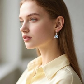 AXOMY Celtic Knot Earrings 925 Sterling Silver Moonstone Celtic Knot Dangle Leverback Earrings Trinity Jewelry Gifts for Women Mother Friends