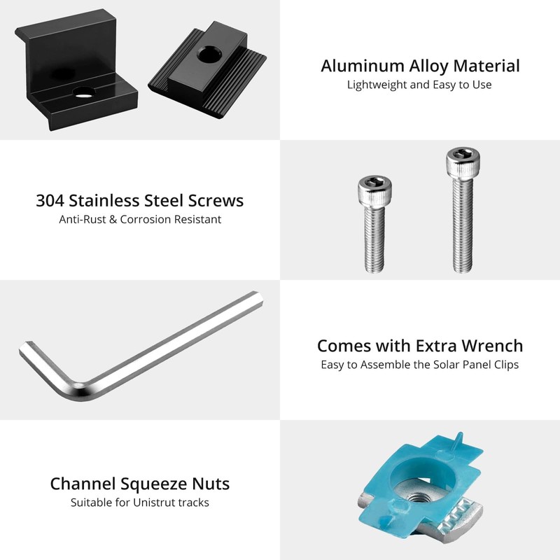 Anbte 10 PCS Solar Panel Mounting Brackets for Unistrut, Aluminium