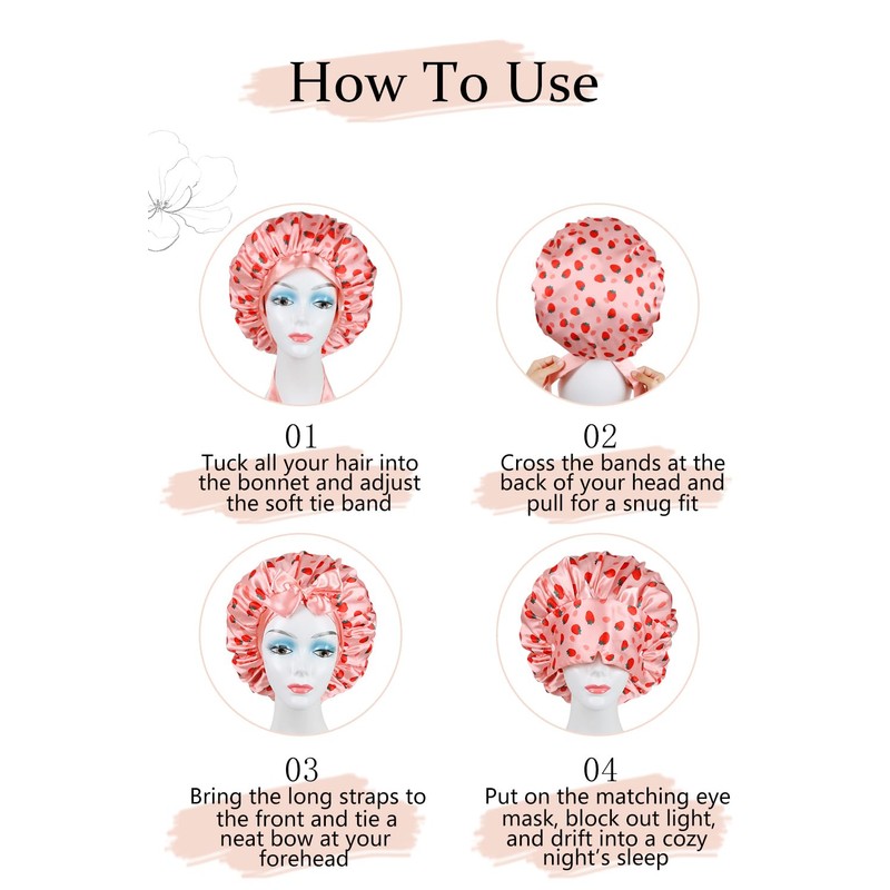 Vettres Double Layer Satin Bonnet for Sleeping with Detachable Eye