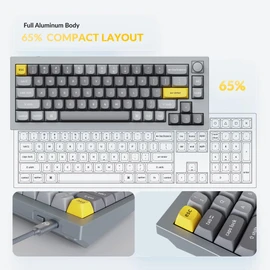 Keychron Q2 Wired 65% Mechanical Keyboard with Knob & RGB - Hot-Swappable Gateron G Pro Blue Switch, QMK/VIA Programmable, Double Gasket Mount, Aluminum Body for Mac/Windows/Linux (Grey)