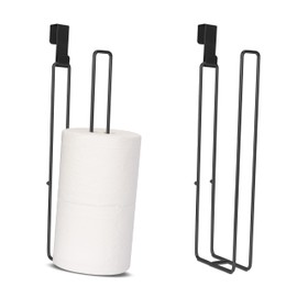 Black Toilet Paper Holder, Bathroom Toilet Paper Roll Holder with Reserve, Over The Tank Toilet Paper Holder with Storage, Bathroom Tissue Holder, Toilet Paper Holder Wall, Stainless Steel, 2PC