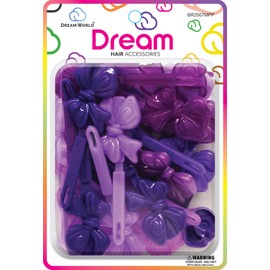 Dream World Self Hinge Barrette Soft Ribbon Purple Mix 28 Piece Pack BR2507MPP