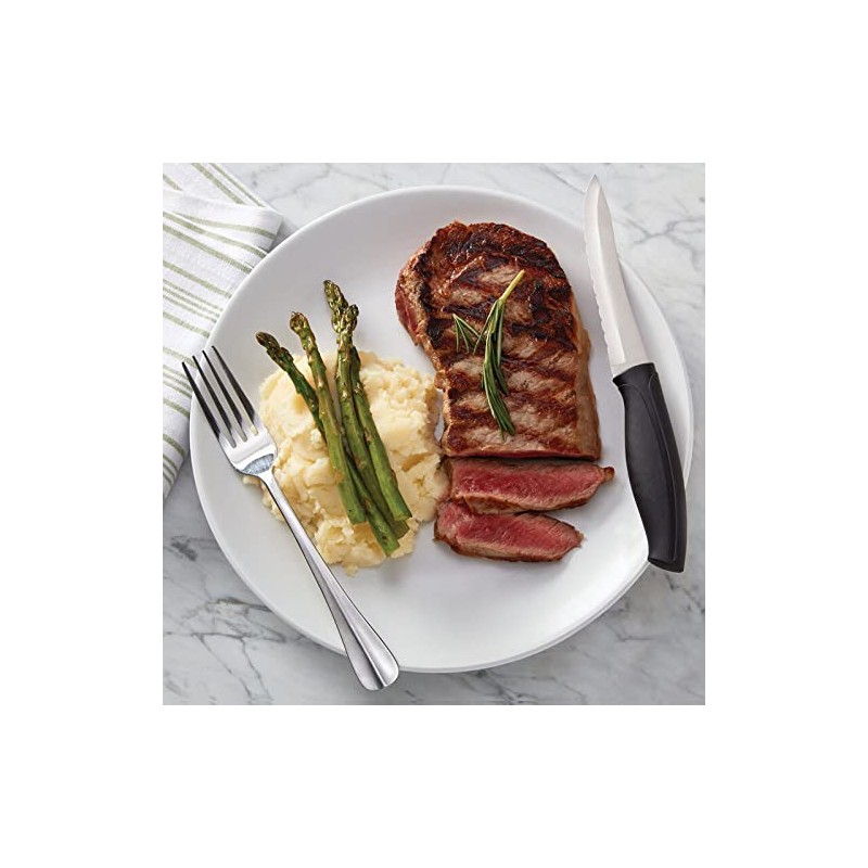 Farberware Precise Slice Steak Knife Set, 4-Piece, Black