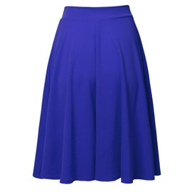 SSOULM Women's High Waist Flare A-Line Midi Skirt Royal XL