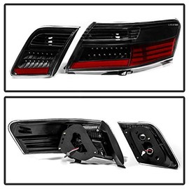 Jdragon Tail Light Compatible for Toyota 07-09 Camry Black LED Rear Tail Lights Lamps Upgraded Set