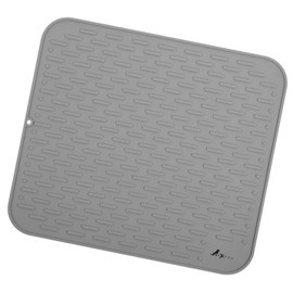 LuxPal Large 17X15 Premium Grade Silicone Dog & Cat Indoor or Outdoor Food Mat for Pets and Animals None Slip Food Tray Placemat for All Floors, Washable, Food Grade, (Grey)