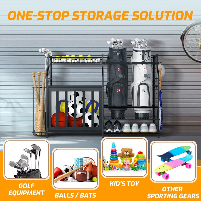 PLKOW Sports Equipment Organizer Garage Storage, Garage Ball Rack, 2