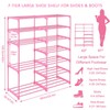 LNYZQUS 7-Tier Large Pink Shoe Rack, 24-30 Pairs Tall Shoe