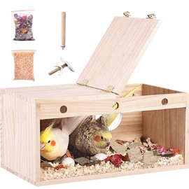 Kelendle Parakeet Nesting Box Bird Hatching Nest Cockatiel Nesting House Budgie Breeding Box Parrot Mating Box with Bedding Materials for Bird Cage Decoration (M)