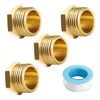 Lyeteung 4 PCS G3/8 Brass Hexagonal External Thread Cap, Brass