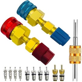 R1234YF Quick Coupler Kit, R1234yf to R134a Adapter,High Low Side Connector Conversion Kit for AC Charging R-1234yf Refrigerant Air Conditioning System Hose Fitting for Car A/C Refrigerant System