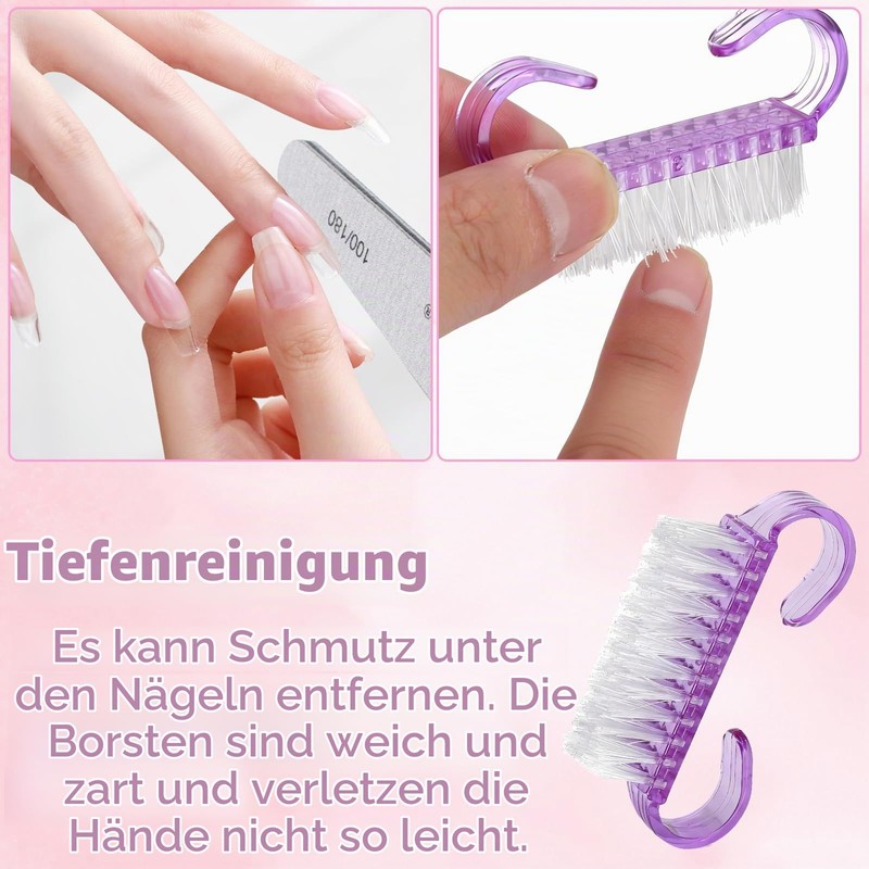 24 Nail Brush Hand Brush with Handle, Fingernail Exfoliating Cleaning