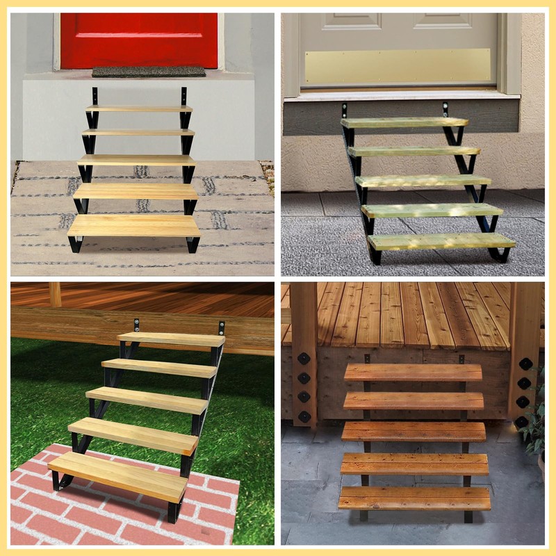 2 Packs Metal Stair Step Stringers, 5 Step Steel Riser