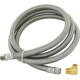 Eastman Dishwasher Installation Kit, 6 Foot Braided Stainless Steel Supply Line, 3/8 Inch x 3/8 Inch Compression with Elbow, 48365