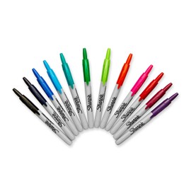 SHARPIE Retractable Fine Tip Permanent Markers, Assorted Colors, 12 Count