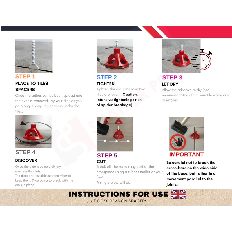 Tile Levelling System spacers 2 mm 100 Clips 2mm 3