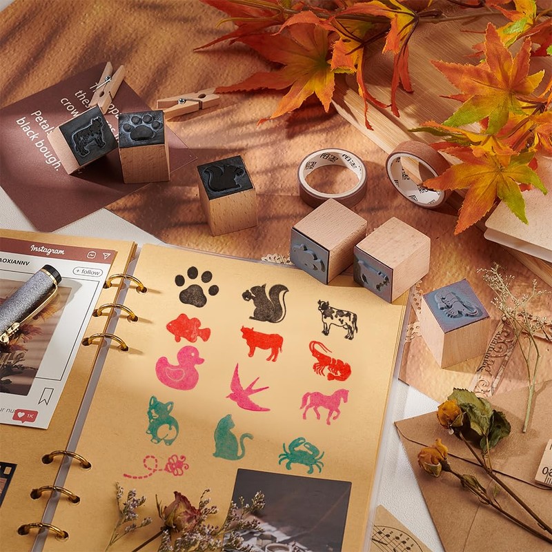 OLYCRAFT Duck Wooden Rubber Stamp 1 Inch Square Wooden Stamps