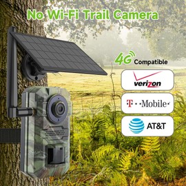 Tziarp Cellular Trail Cameras, 2.7K Live View Game Cameras Built-in 4G LTE SIM Card, Night Vision Motion Activated, 0.2s Trigger Speed, 5W Solar Powered, IP65 Water-Resistant