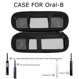 Stukcae Toothbrush Travel Case for Oral-B Pro 1000, 2000, 3000, 3500, Hard Shell Portable Carrying Electric Toothbrush Protection Case with Waterproof Black Lining, Mesh Pocket for Accessories