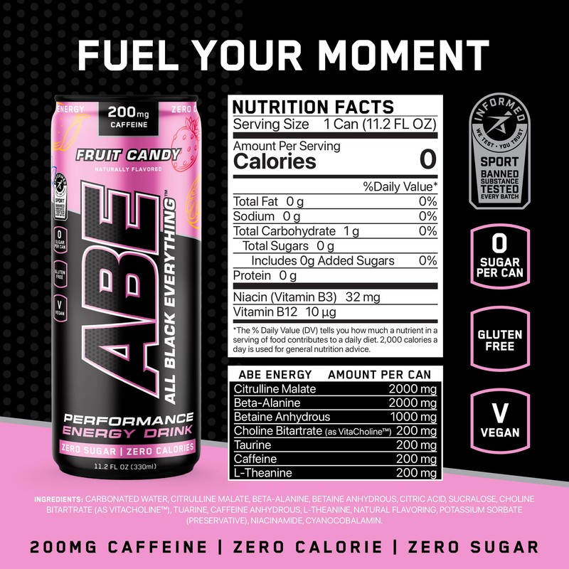 All Black Everything Sugar Free Energy Drink | Fruit Candy
