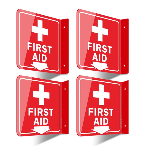 GicnKeuz First Aid Sign, 6" x 6" First Aid with