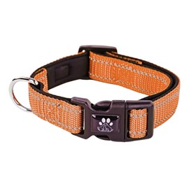 NESTROAD Dog Collar, Adjustable, Night Reflective, For Small, Medium, Large Dogs, Fits All Breeds, Stylish, Mesh, Breathable, Safe, Training, Mesh, Soft, Painless, Easy to Wear, Durable (Orange, S)