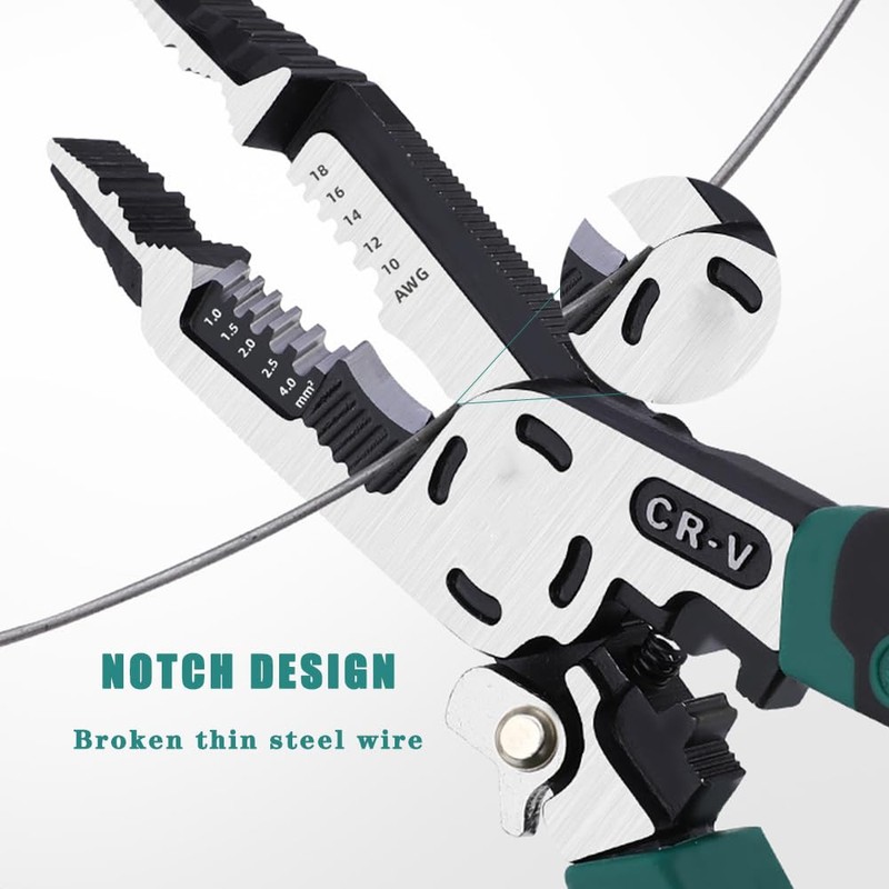 9-in-1 Wire Stripper Tool, Heavy Duty Cable Cutters, C-RV Multifunctional