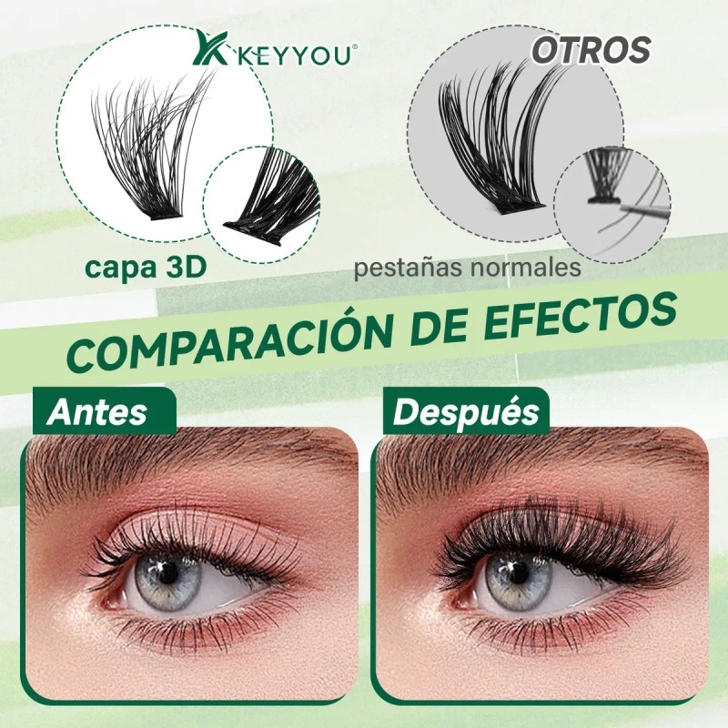 Kit de Extensiones de Pestañas con Efecto 3D Volumen Natural