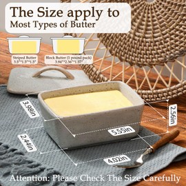 NUTRIUPS Ceramic Butter Dish with Lid for Countertop, Vintage European Butter Holder with Lid, Covered Butter Dish,Holds 1 Stick (Grey, Uniform size)