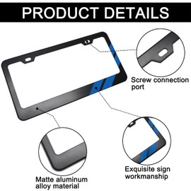 YOSRTER 2PCS Aluminum License Plate Frame for Dodge Accessories, License Plate Cover Frame Matte License Plate Cover Car Front and Rear Decoration（Blue Trim）