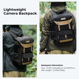 K&F Concept Camera Backpacks for Photographers Travel Bag for Tripod Camera Lence Accessory with laptop compartment and Rain Cover Waterproof Multi-Functional Camera Bags for Dslr Cameras Black