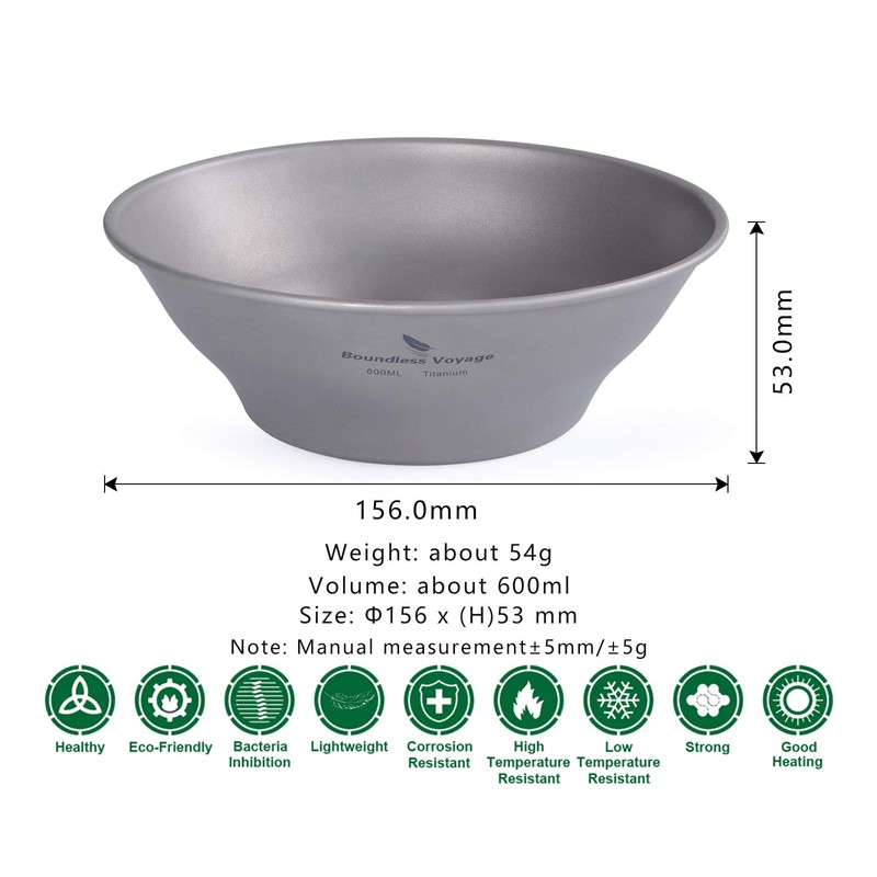 Boundless Voyage Ultralight Titanium Dish with Carry Bag Outdoor Camping