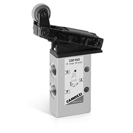Camozzi 338-965 Mechanically Operated Valve, 3/2" NC, 1/8", Unidirectional Roller/Lever Sr