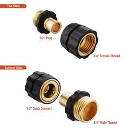 Kntiwiwo Garden Hose Quick Connector, 3/4 Inch Aluminum Water Hose Quick Connect Fittings Male and Female, Quick Release Garden Hose Fittings, 6 Set